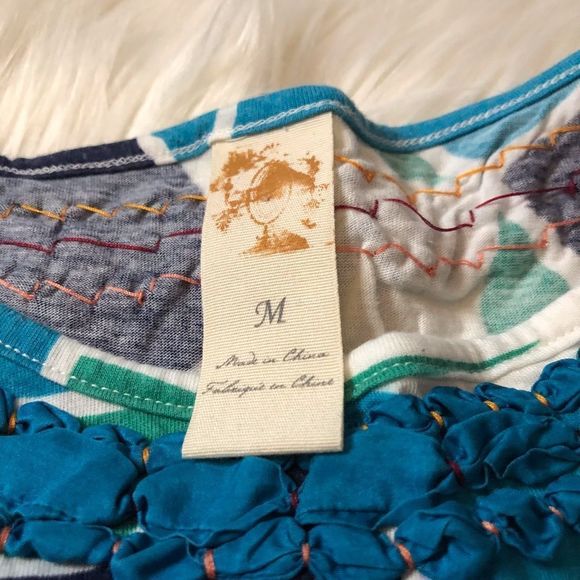 Anthropologie Mirror Blue Short Sleeve Top - Picture 3 of 5